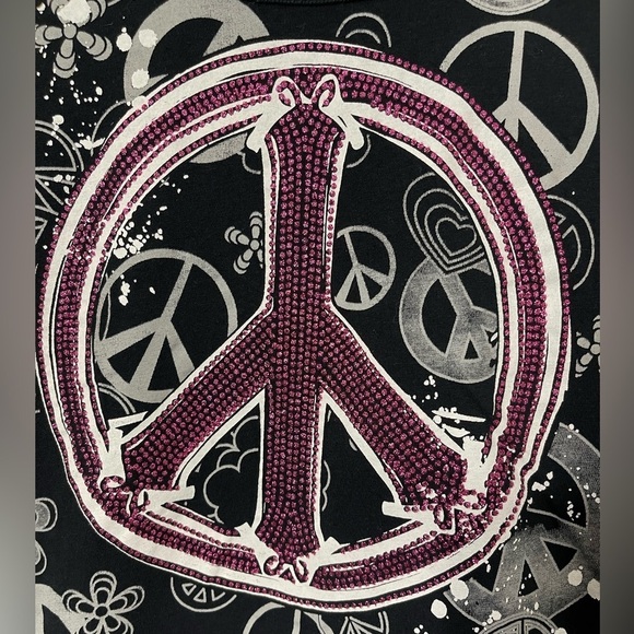 Cato Girl's Short Sleeve Peace Sign Top - Picture 4 of 8